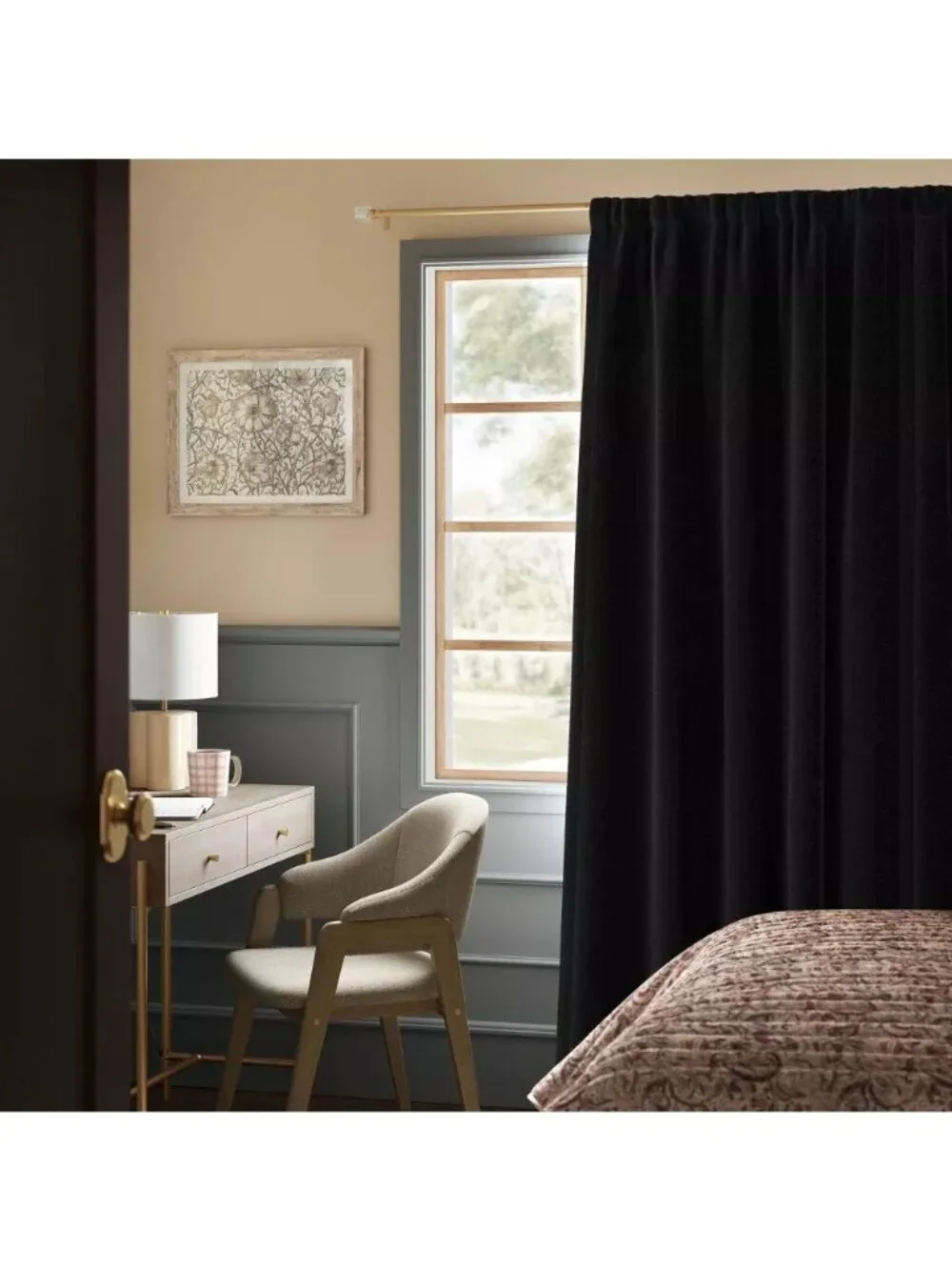 Threshold Henna Blackout Black Rod Pocket Hang Curtain Panel 50